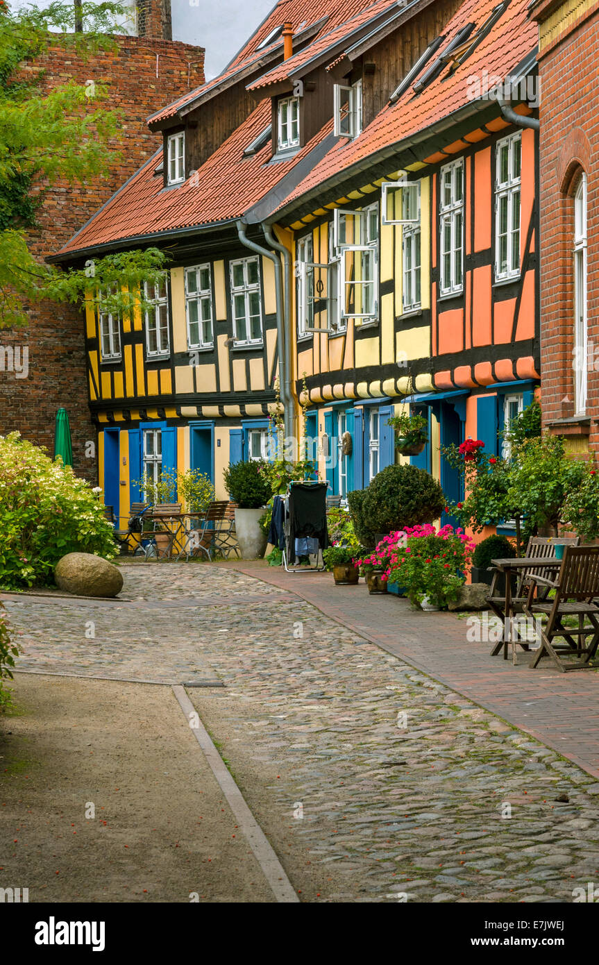 Old timber frame houses at St. Johanniskloster in Stralsund