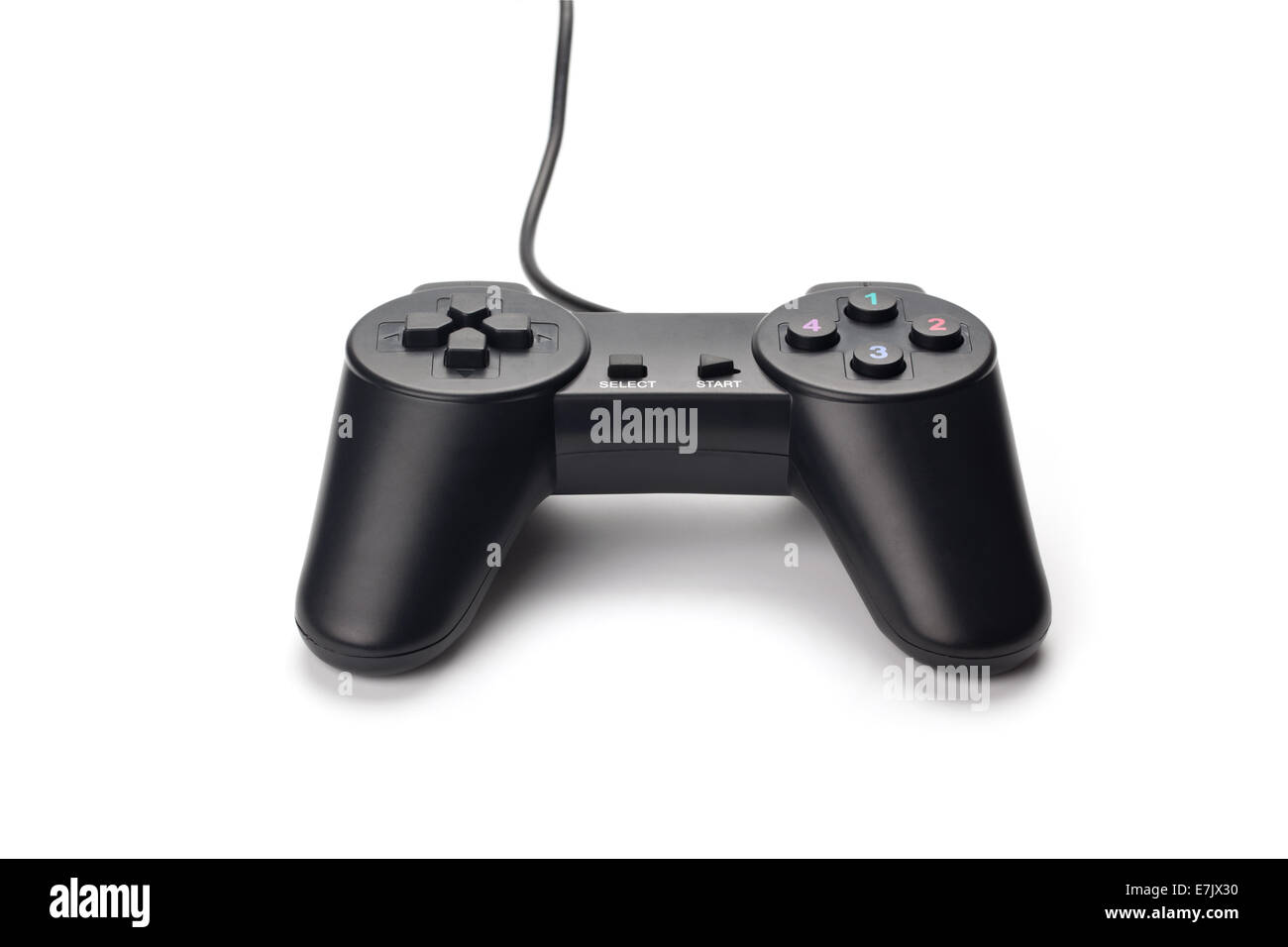 black joystick for gamer isolated on white background Stock Photo