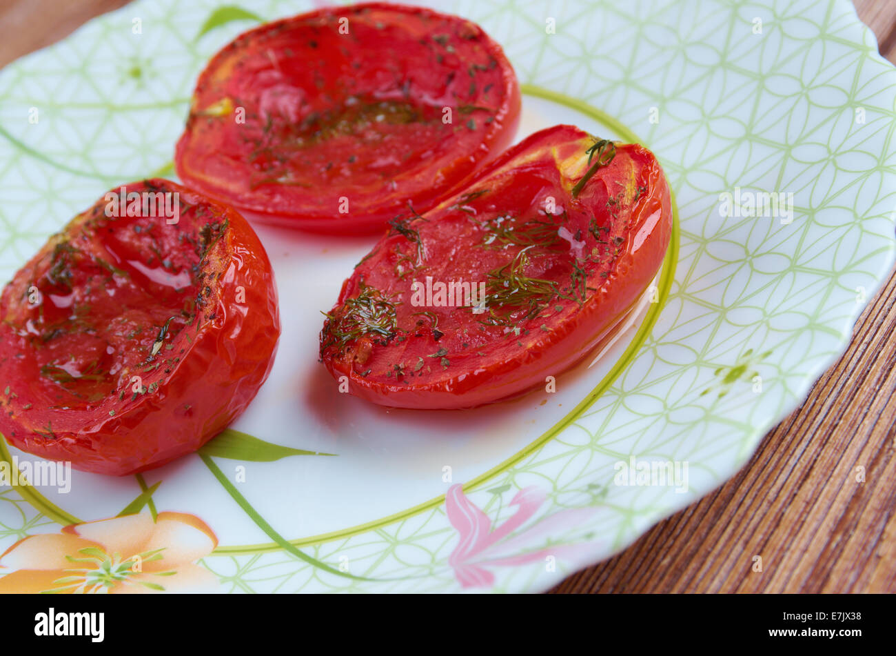pomodori al forno - Italian stuffed baked tomatoes Stock Photo