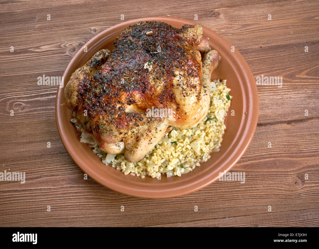 hamam mahshi - Egyptian braised squab stuffed with cracked wheat Stock Photo