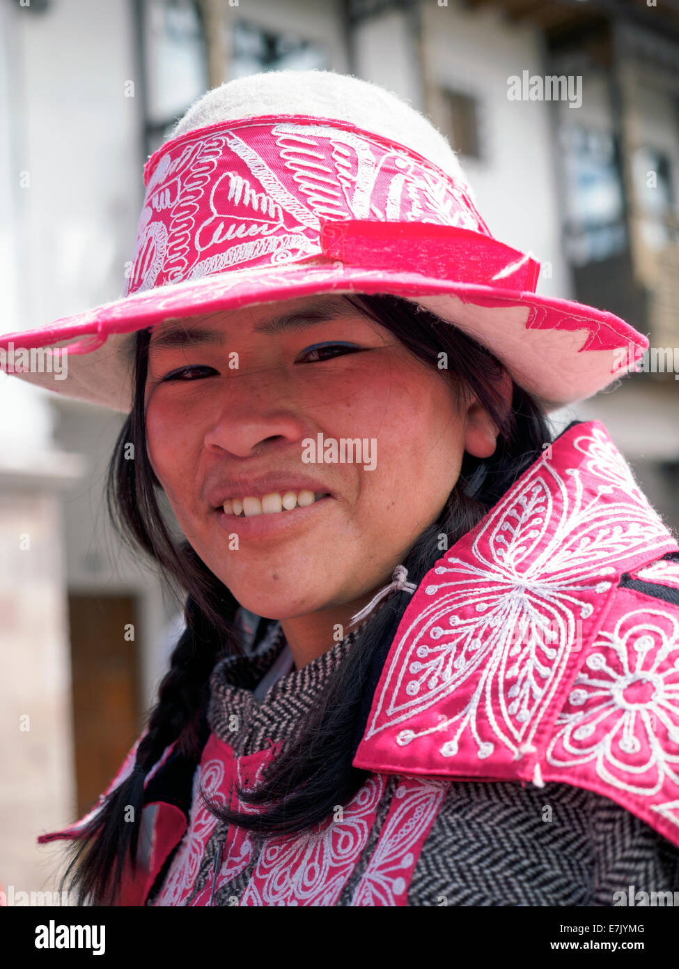Quechua woman at the Cusco Week festivites held each year in June leading up to the Inti Raymi festival - Cusco, Peru Stock Photo