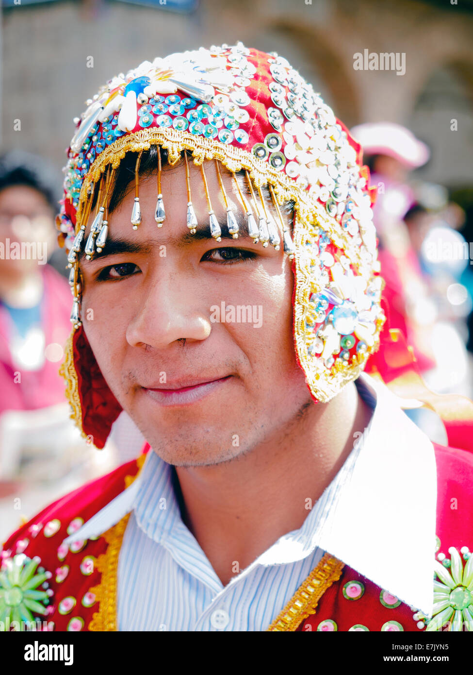 Portrait of a quechua man at the Cusco Week festivites held each year