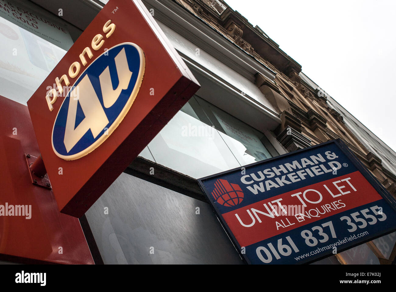 Phones 4U and unit to let sign in Sheffield South Yorkshire England Stock Photo