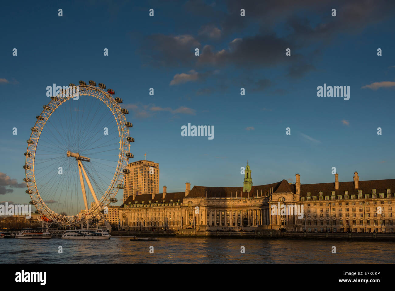 The London Eye and County Hall at sunset Stock Photo - Alamy