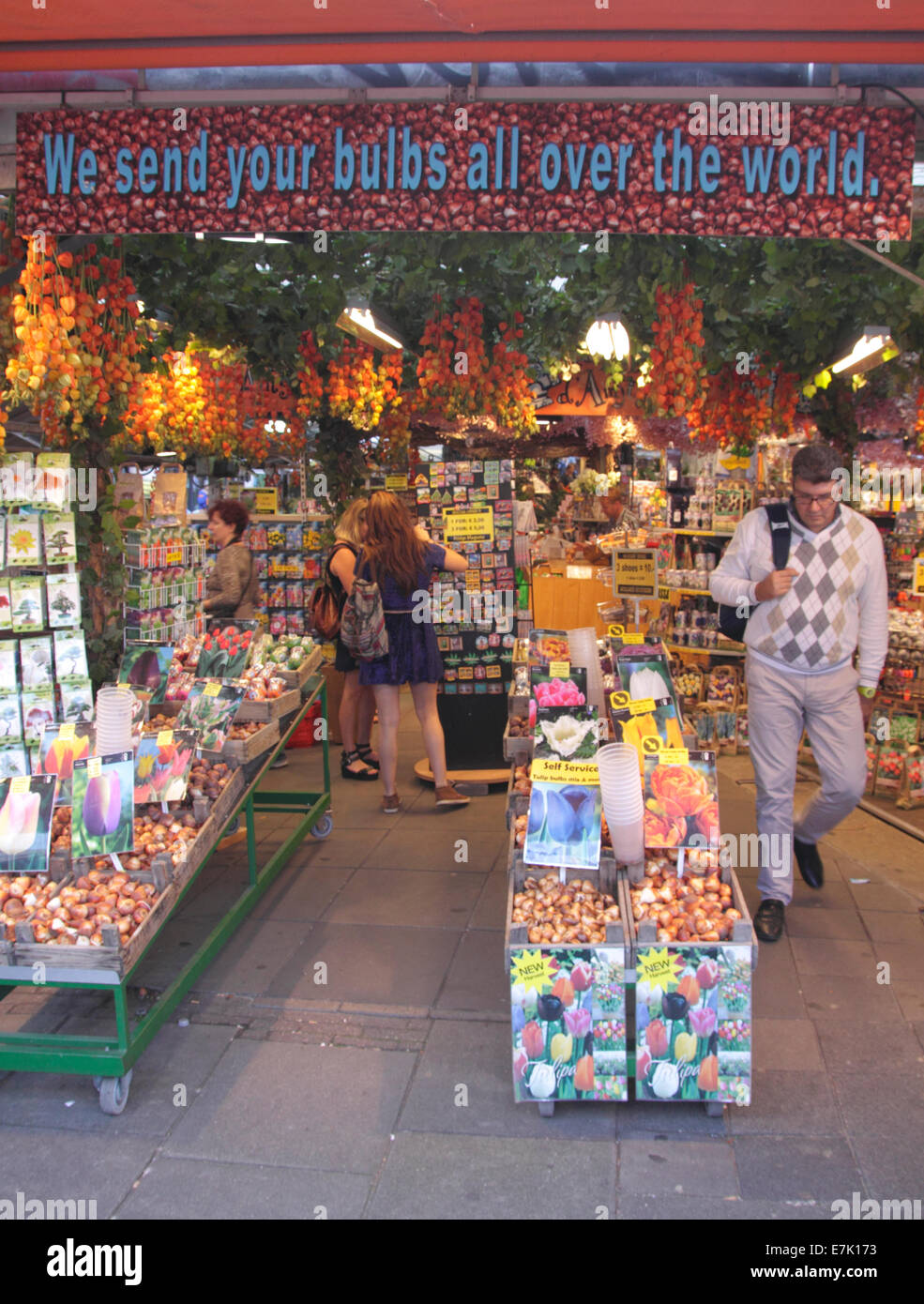 Bloemenmarkt floating flower market on the Singel Canal Amsterdam Stock