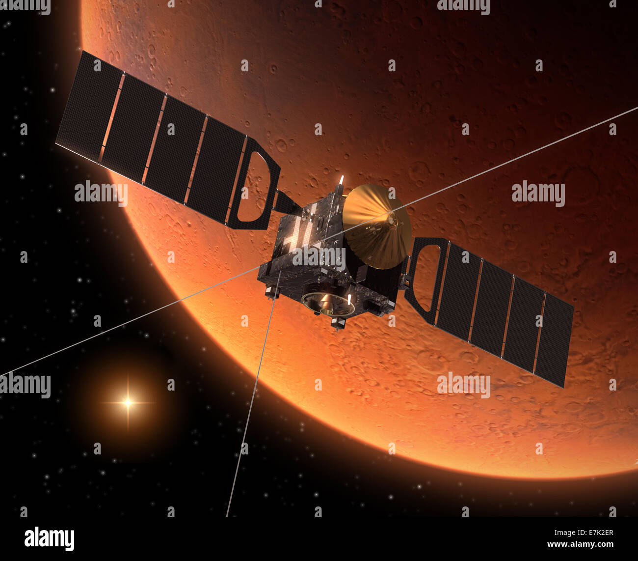 Spacecraft 'Mars Express' Orbiting Mars Stock Photo