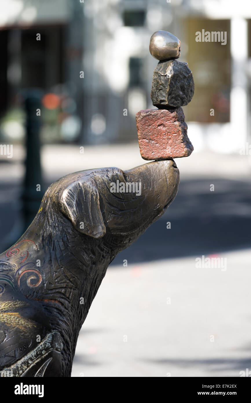 'Thoughts Discovered,' a sculpture by Brad Rude, in downtown Walla Walla, Washington. Stock Photo