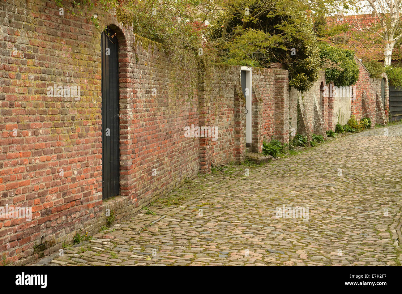 Characteristic medieval lane in the city of Veere in the Netherlands Stock Photo