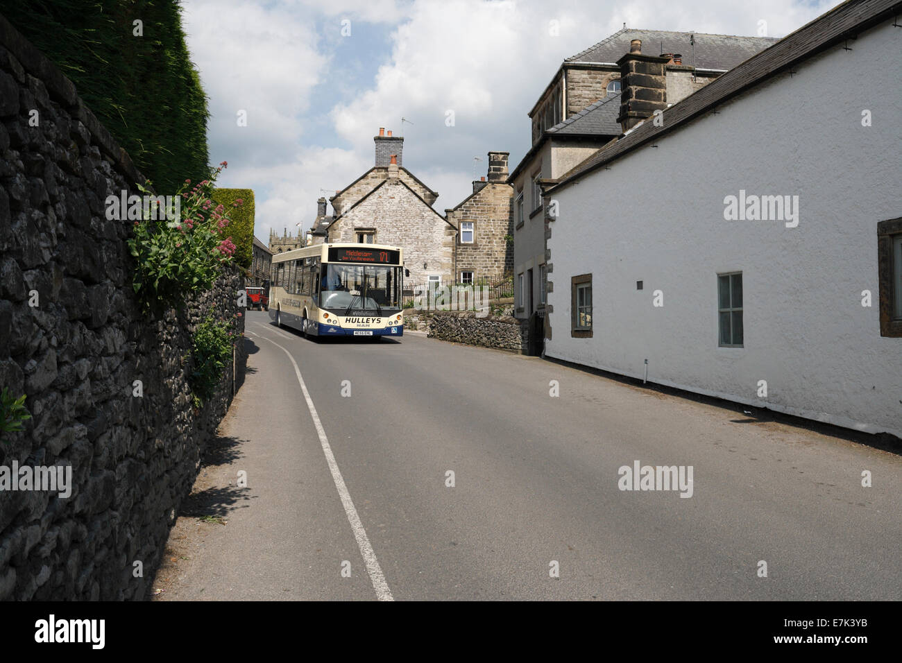 Rural Bus transport in Youlgreave in the Derbyshire Peak district Stock Photo