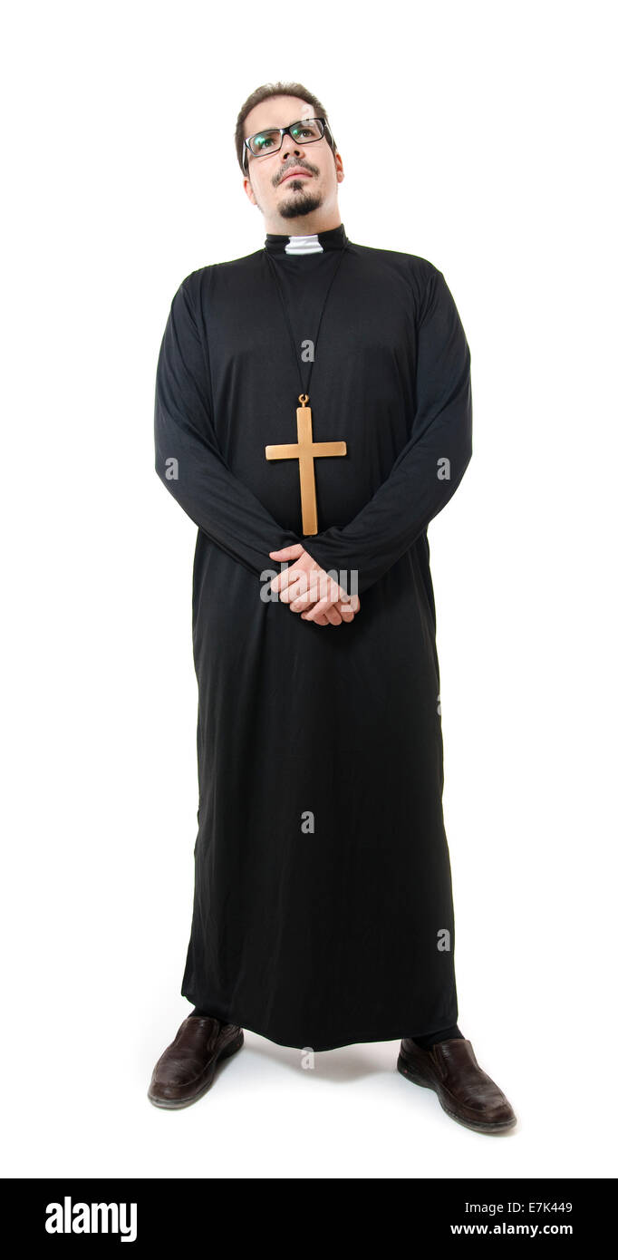 Full length portrait of isolated priest Stock Photo Alamy