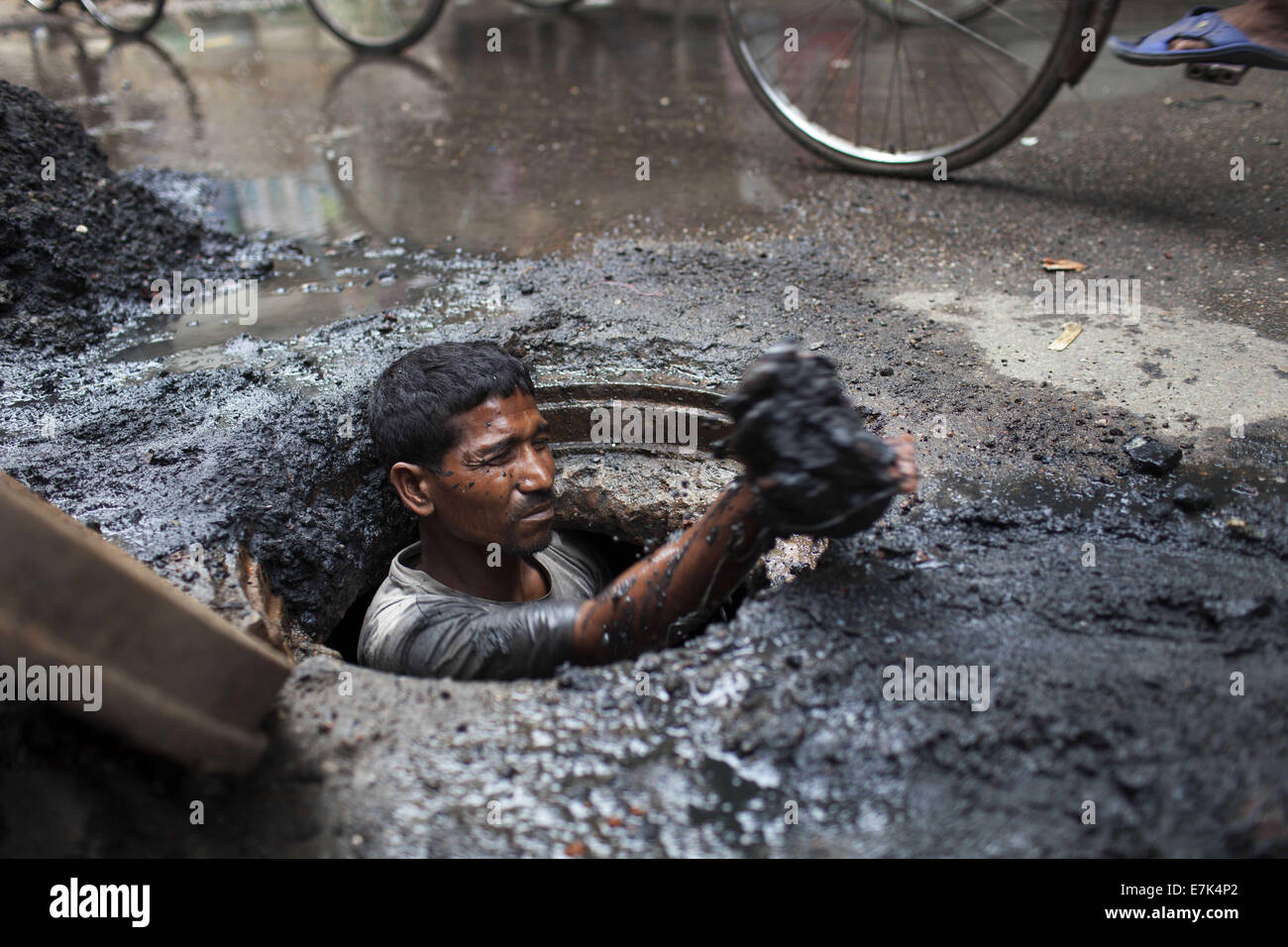 Sept. 15, 2014 Alamgir(35), a sewer cleaner of Dhaka City Corporation
