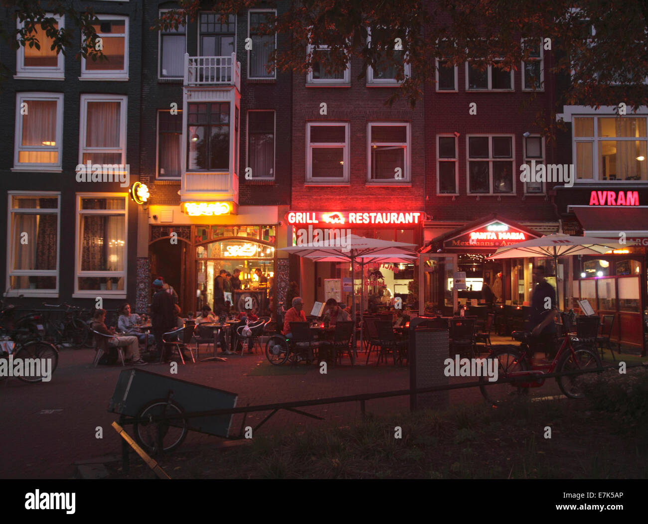 Agabi Santa Maria Mexican restaurant Amsterdam at night Stock Photo