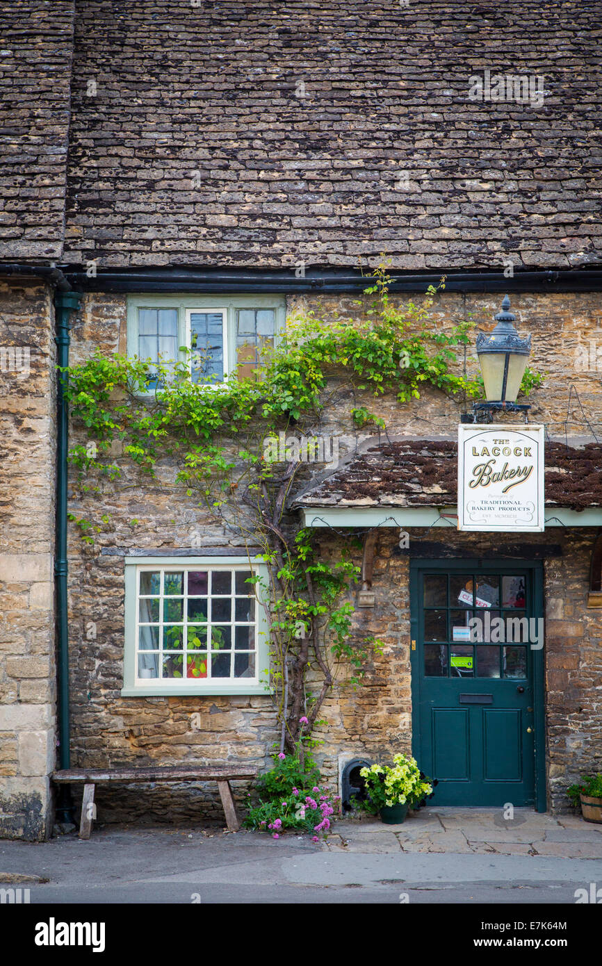 Front of Bakery in Lacock, the Cotswolds, Wiltshire, England Stock Photo