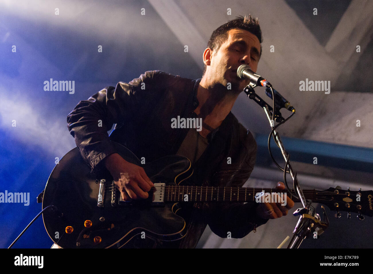 The alternative rock band punk-blues called Bud Spencer Blues Explosion,  formed by Adriano Viterbini and Cesare Petulicchio, performs live concert  at Ritmika 2014. © Elena Aquila/Pacific Press/Alamy Live News Stock Photo -