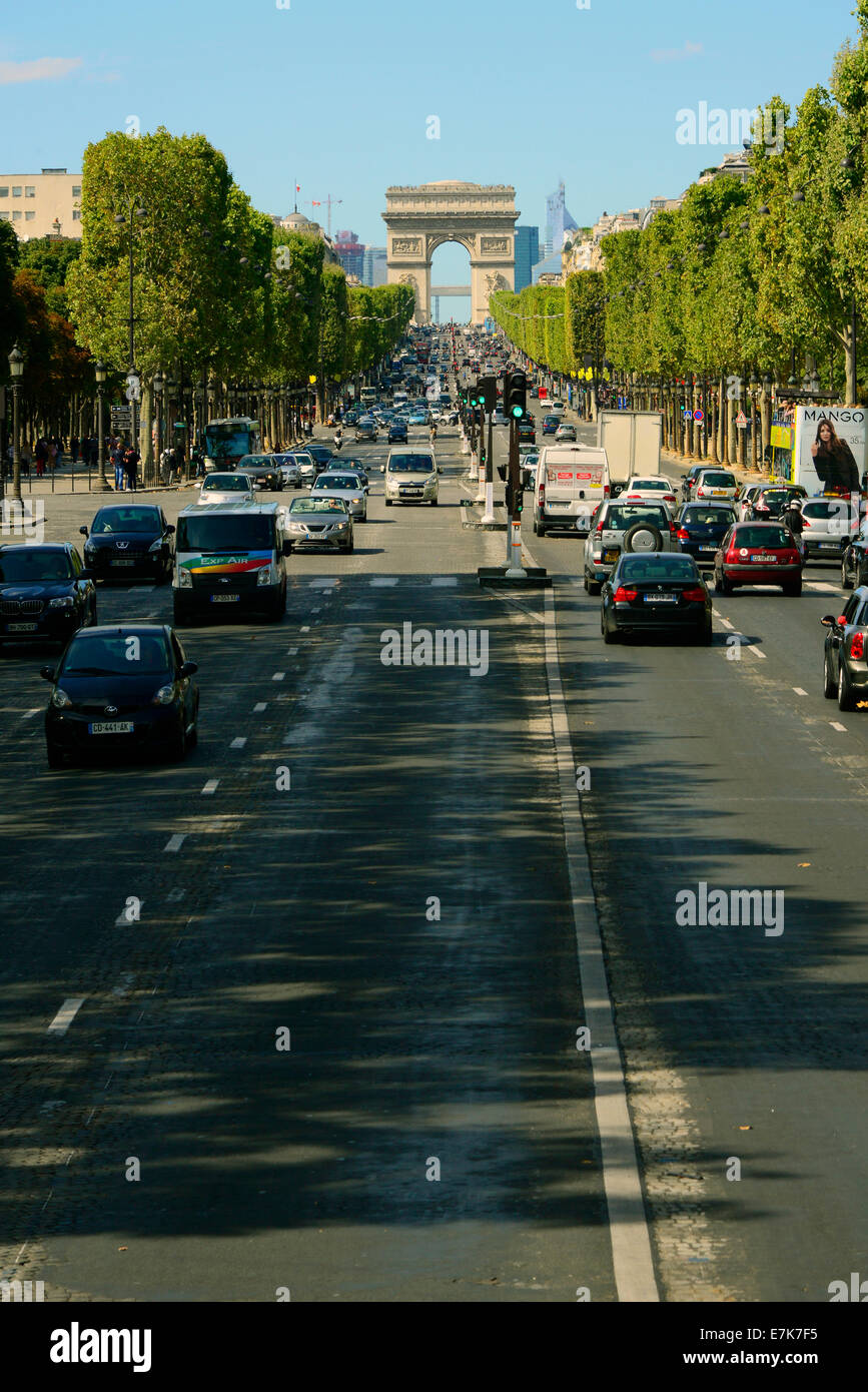 Champs Elysees Street Paris France Europe FR City of Lights Stock Photo