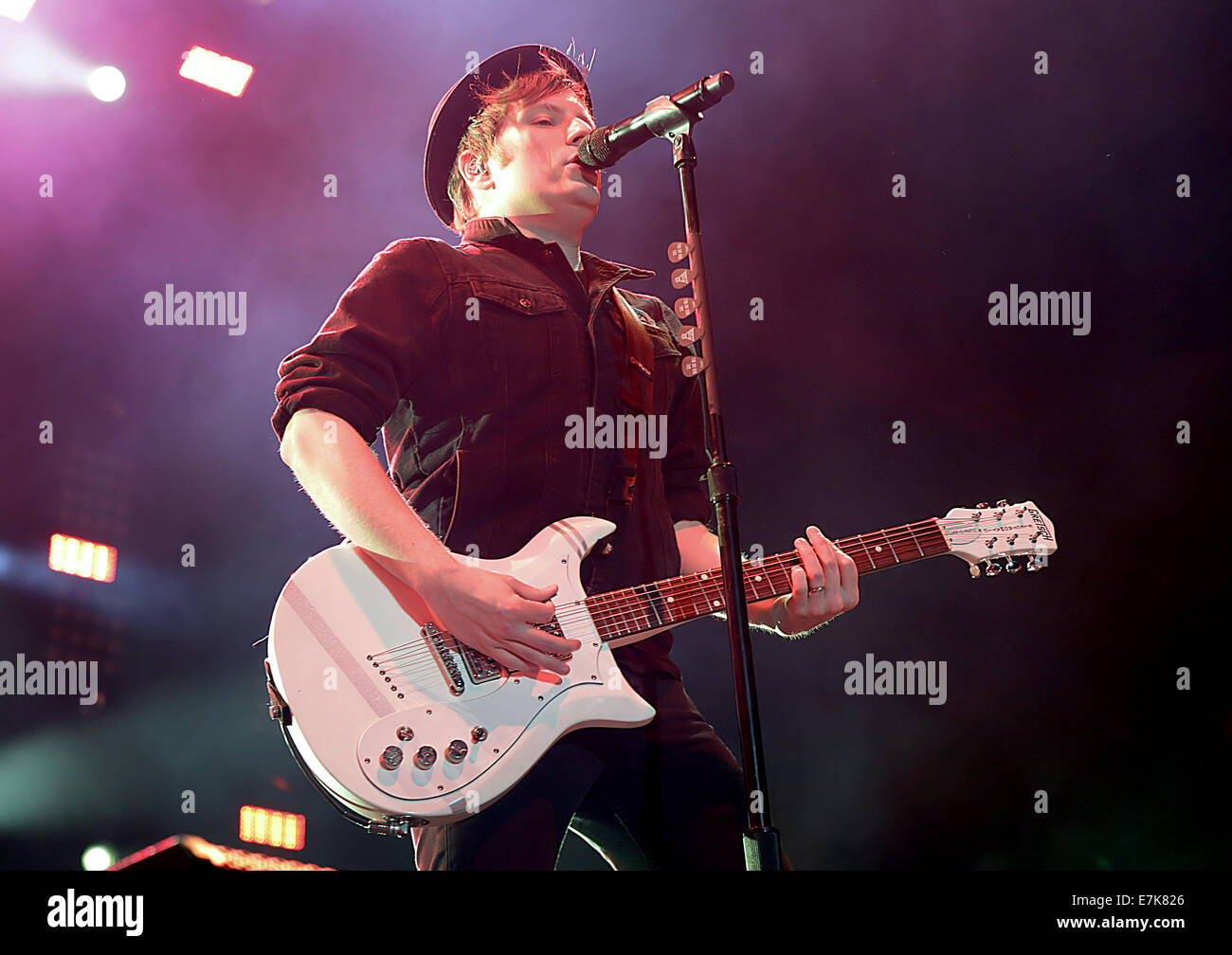 Fall Out Boy Performing Live On Stage At The Phones 4u Arena As Part Of Their Fall Out Boy Performing Live On Stage At The Phones 4u Arena As Part Of Their