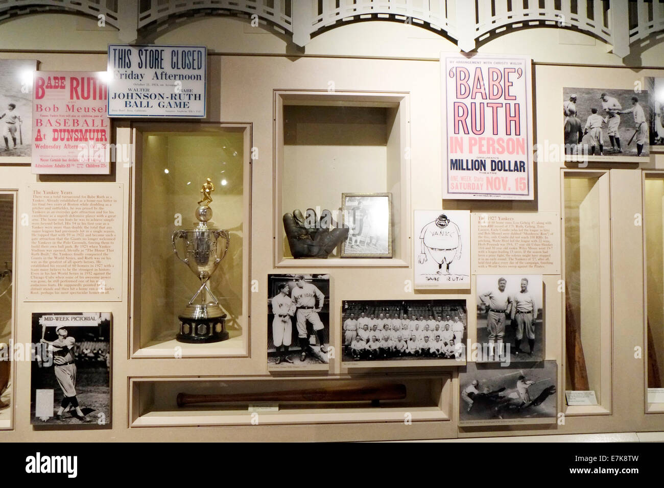 Babe Ruth display at the National Baseball Hall of Fame Museum at Cooperstown New York Stock Photo