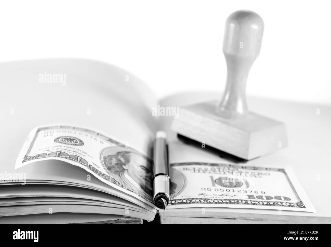 Composition symbolising business moment in retro style BW Stock Photo