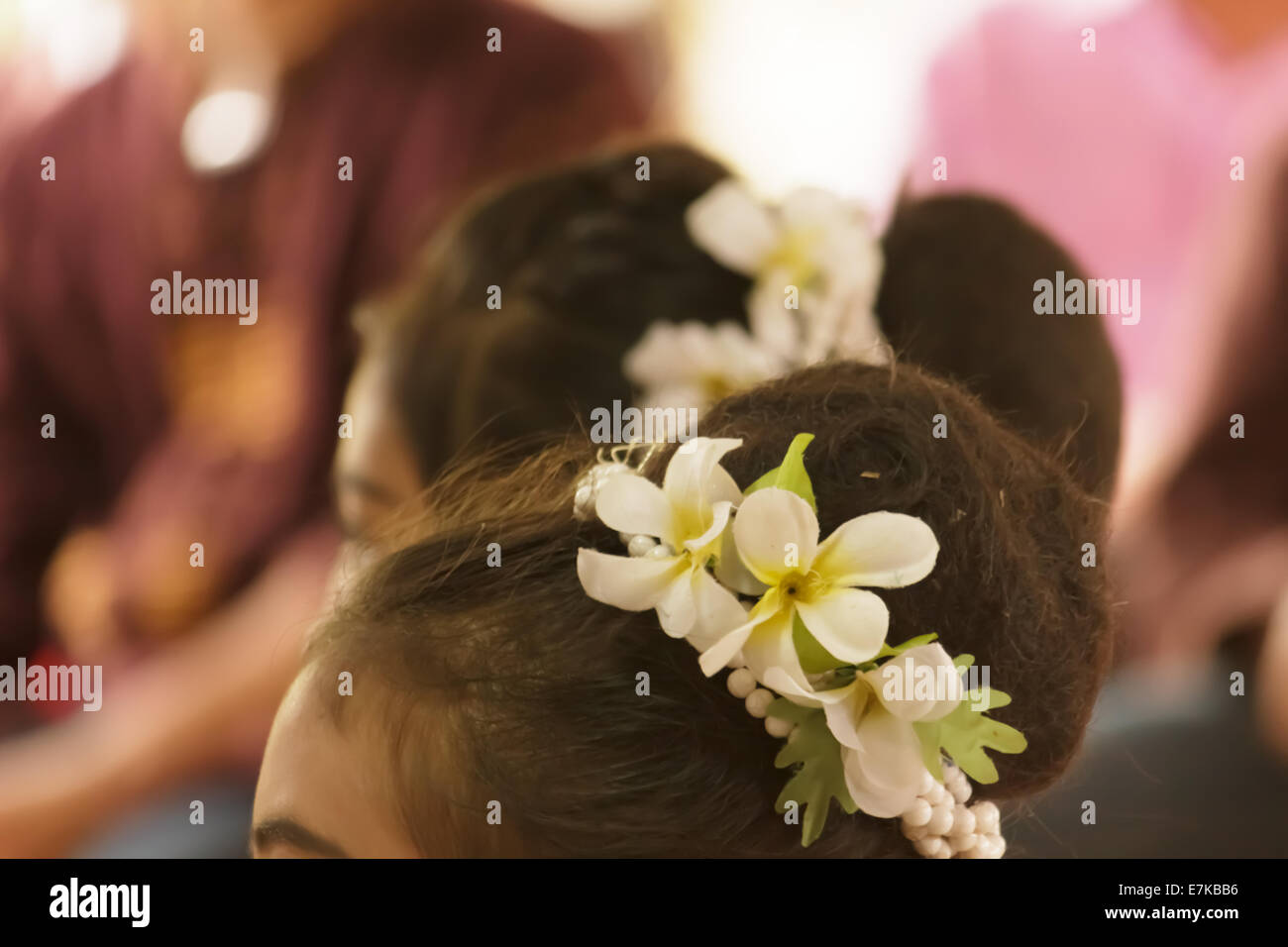 Garland of flowers on her head Stock Photo Alamy