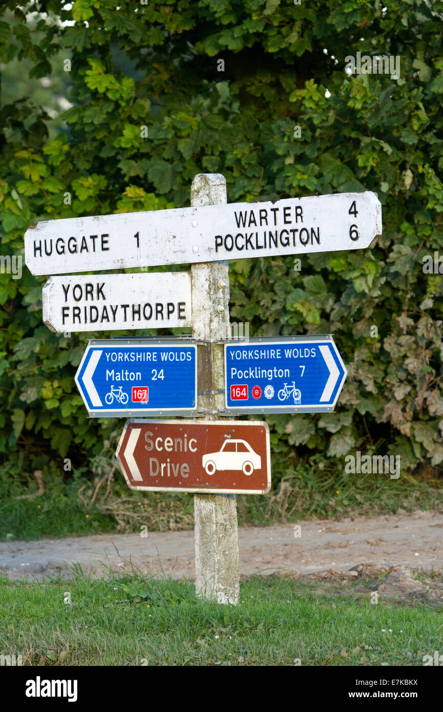 Rural road sign in east Yorkshire, England Stock Photo