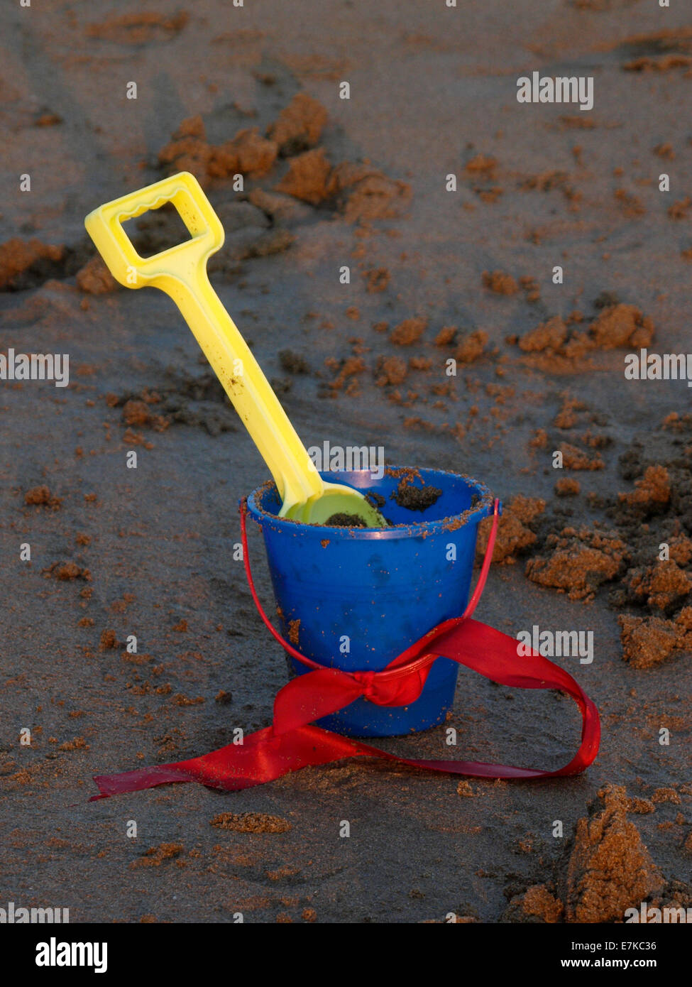 Child's bucket and spade on the beach, Cornwall, UK Stock Photo Alamy