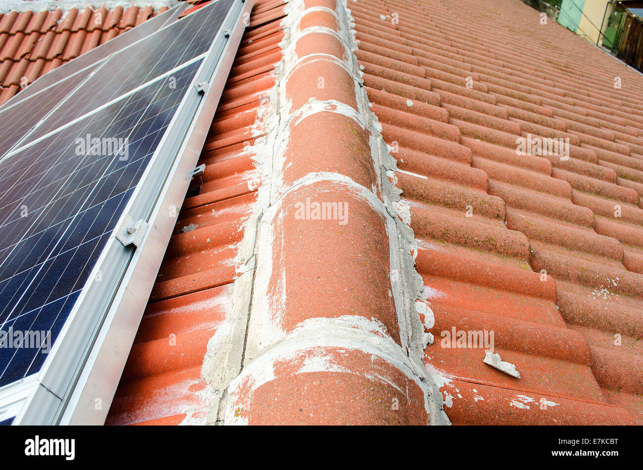 Solar panels on the house roof Stock Photo - Alamy