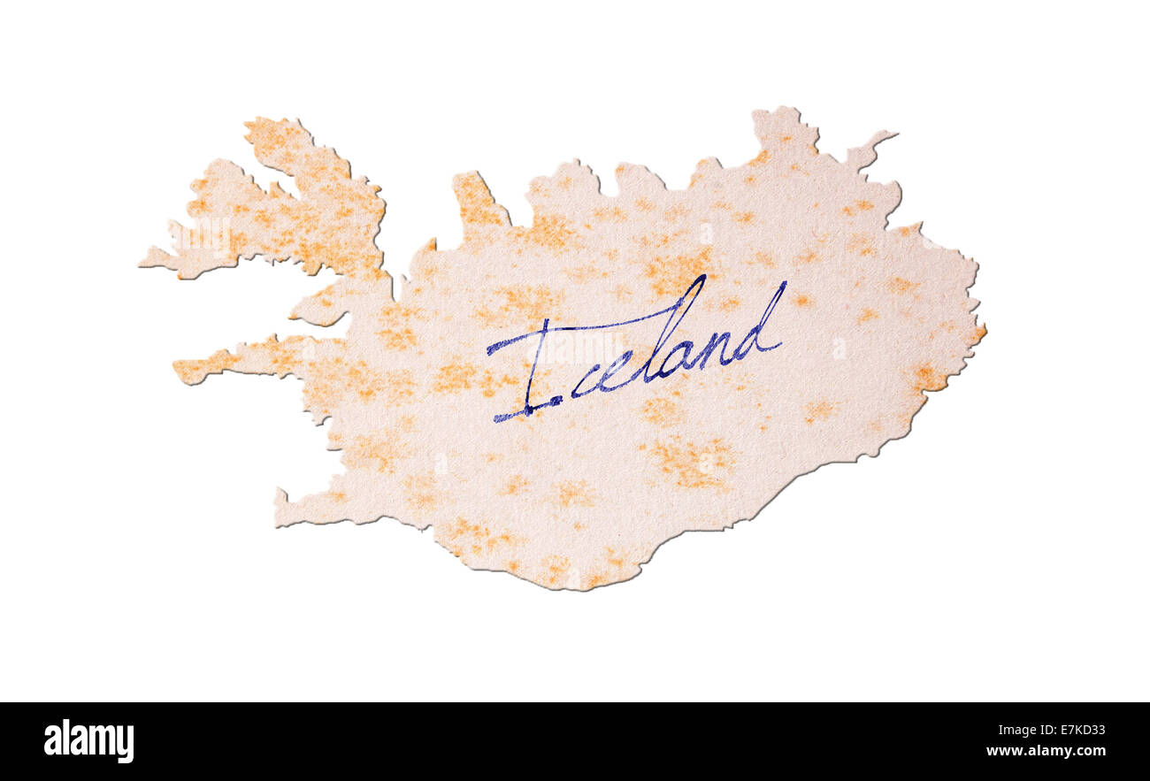 Old paper with handwriting, blue ink - Iceland Stock Photo