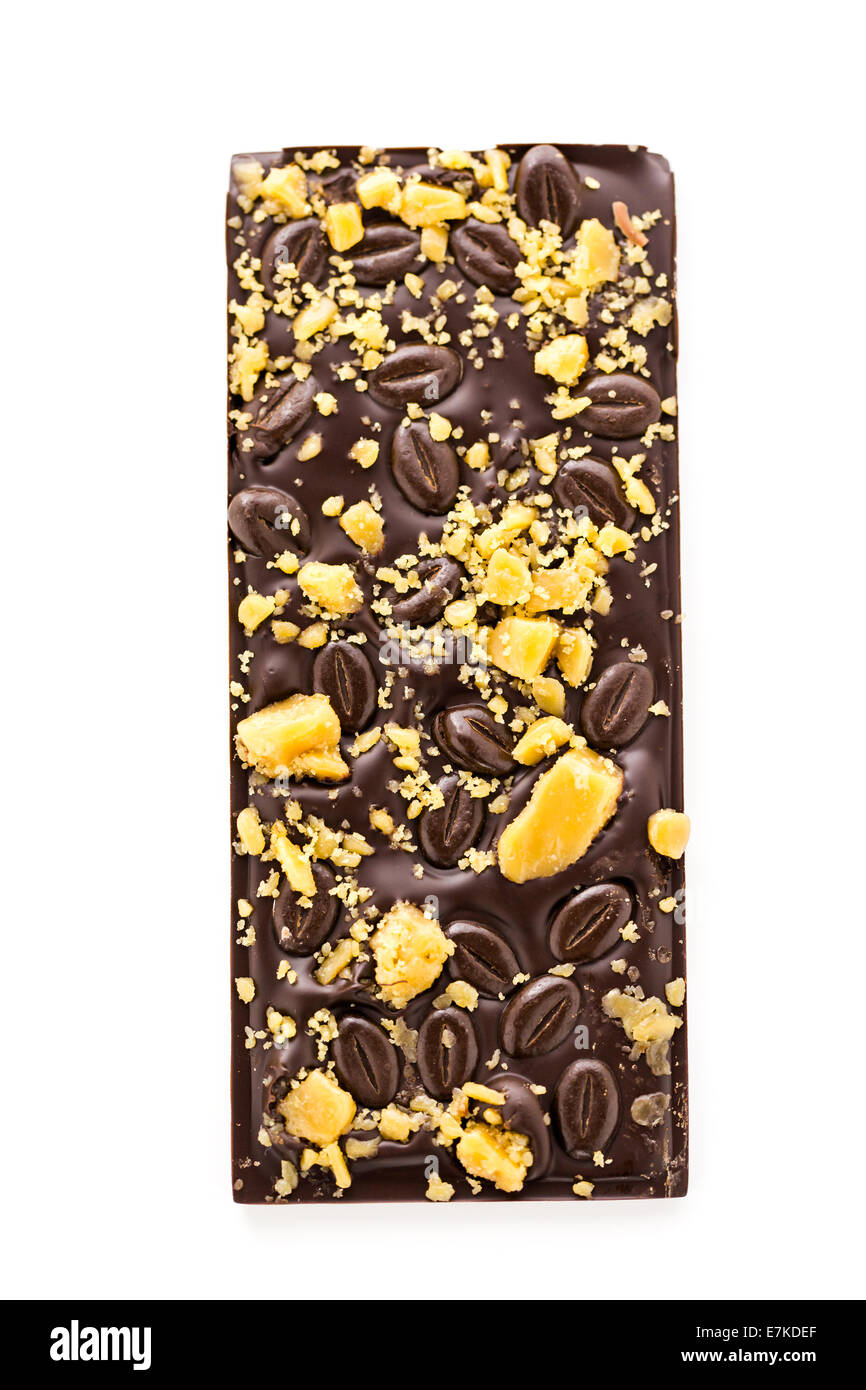 Gourmet coffee toffee chocolate bar on a white background Stock Photo