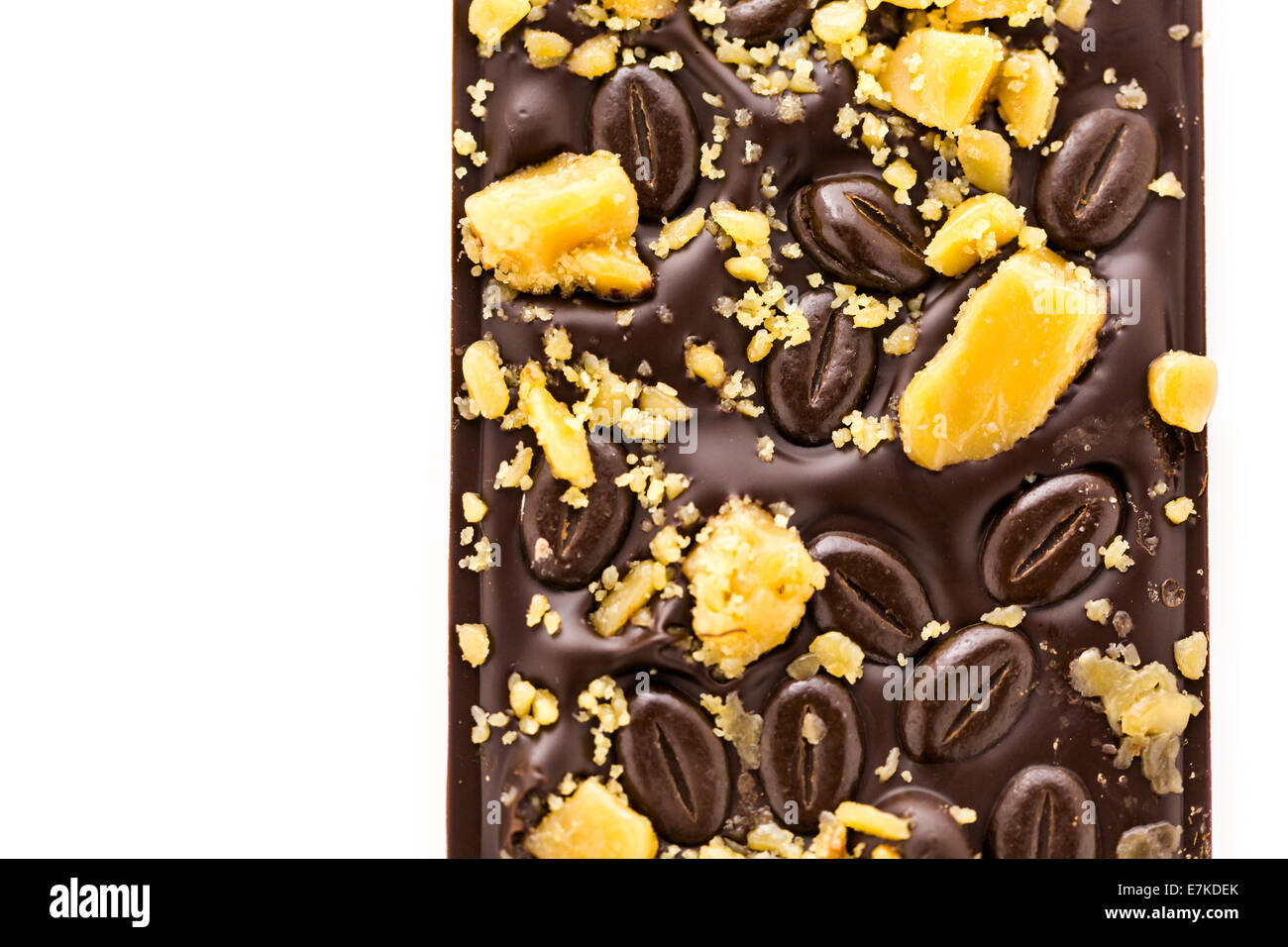 Gourmet coffee toffee chocolate bar on a white background Stock Photo
