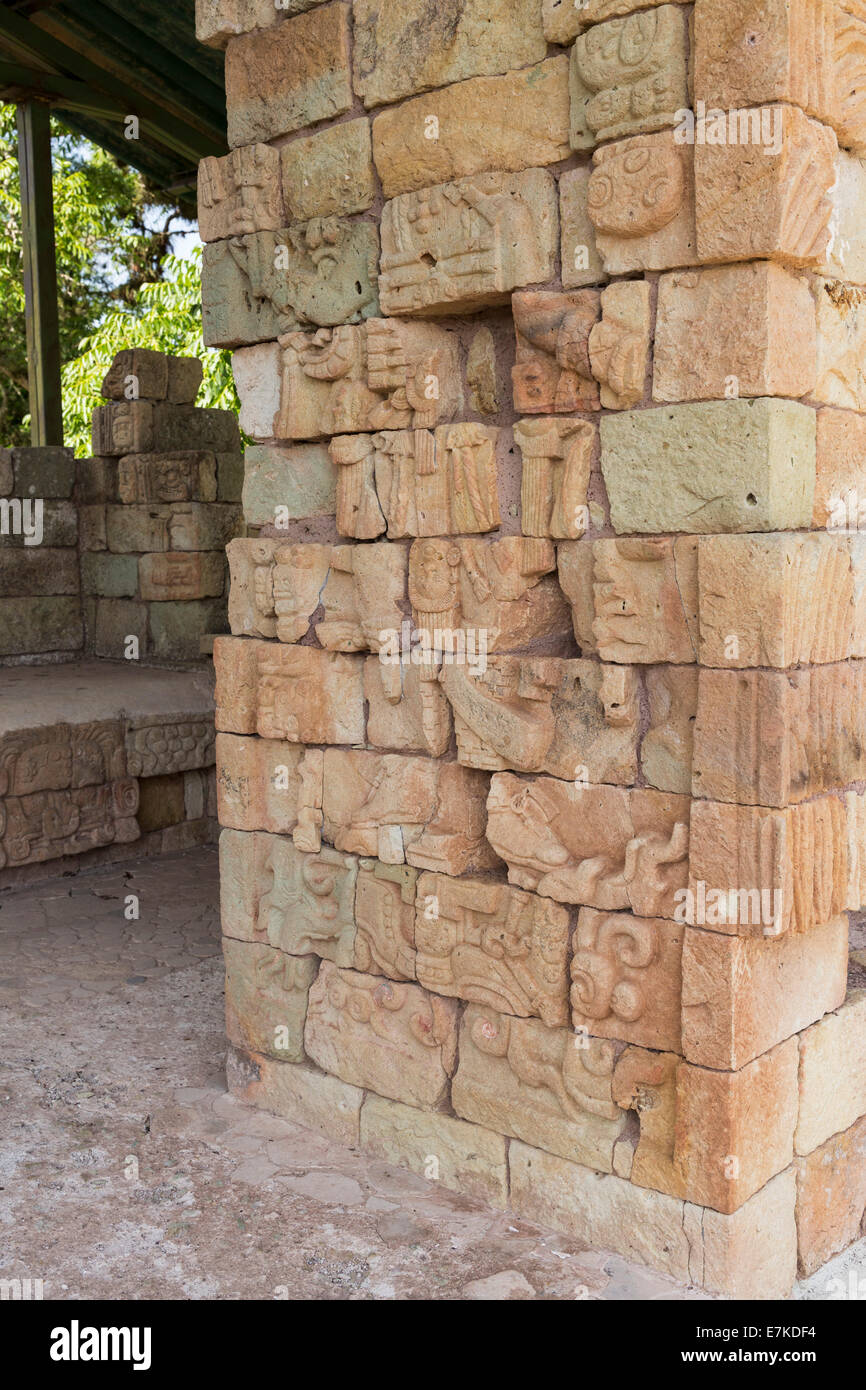 Acropolis, Copan Ruinas Archaeological Park, Copan, Honduras Stock Photo