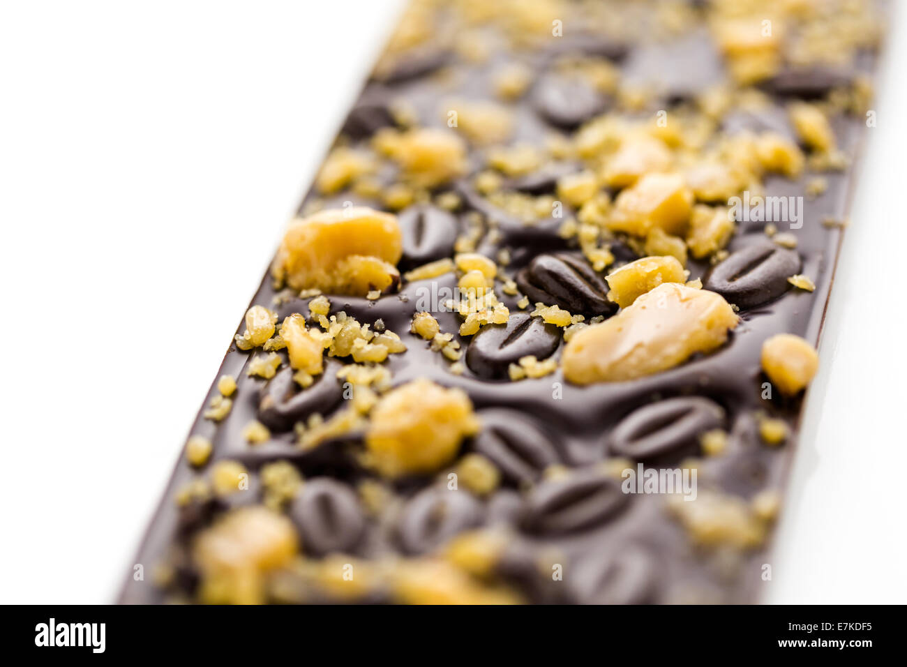 Gourmet coffee toffee chocolate bar on a white background Stock Photo