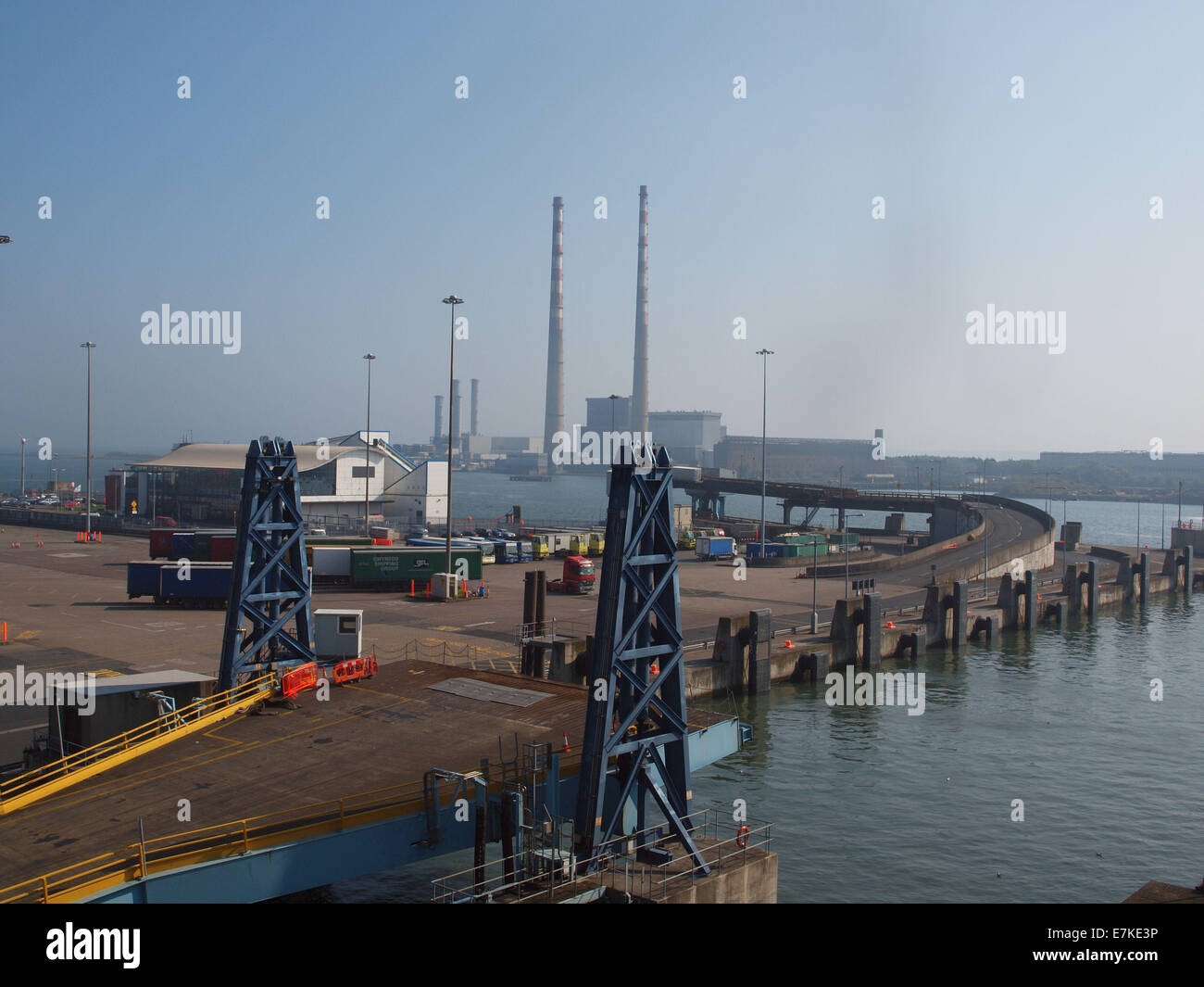 A vista of Dublin port looking East from Don Laoghaire ferry terminal in Ireland. Stock Photo