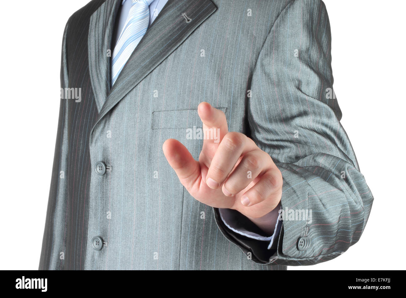 Businessman with indicating hand on white background Stock Photo
