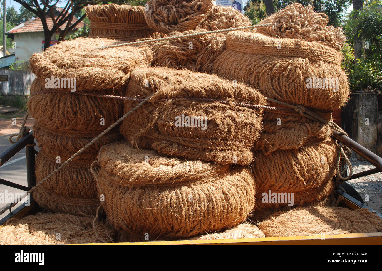 coir made from kerala backwaters;kerala  india Stock Photo