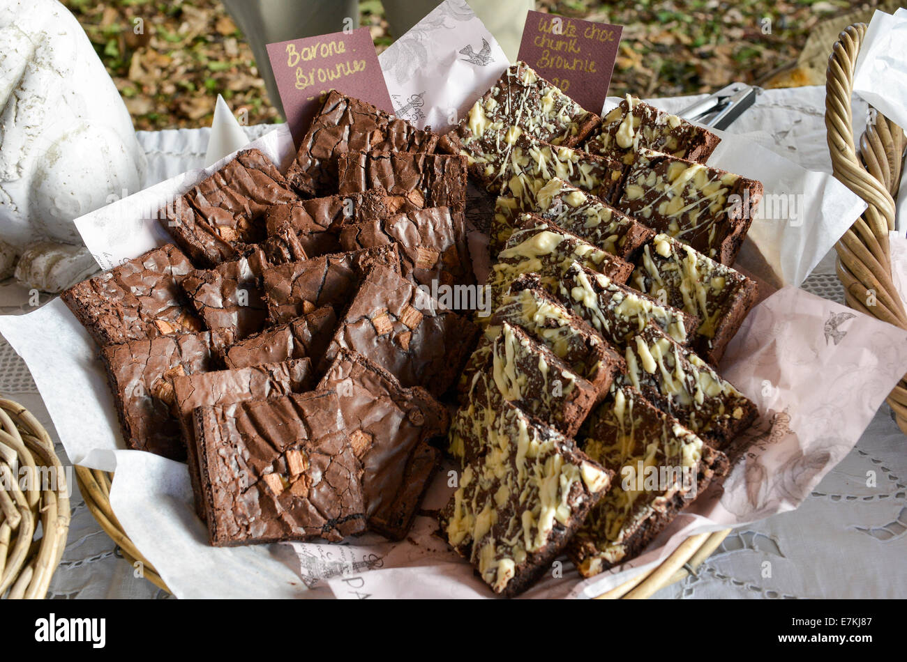 Chocolate brownies at a farmers market in Cape Town South Africa Stock