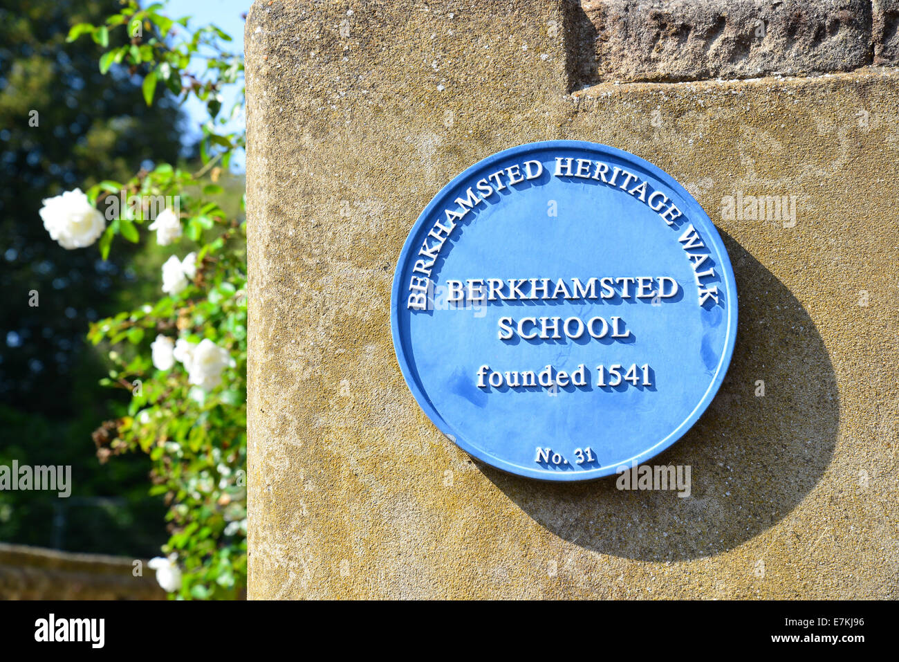 Berkhamsted School (founded 1541) blue plaque, Castle Street
