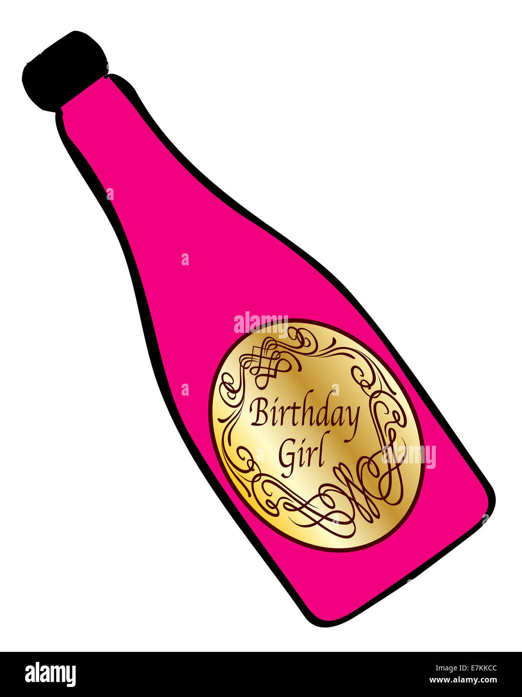 A congratulations bottle of pink champagne on a white background with the  legend Birthday Girl Stock Photo - Alamy