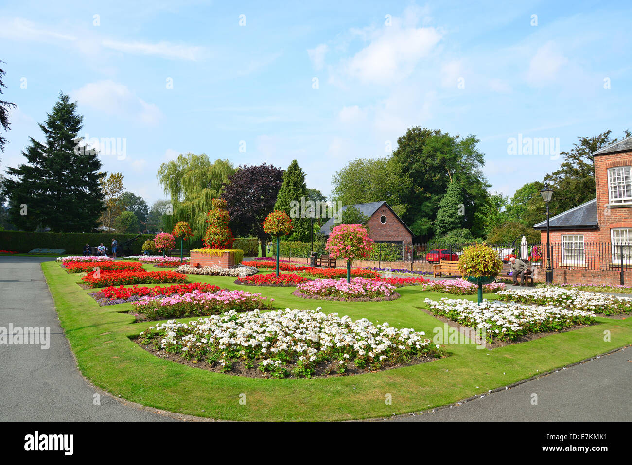 Floral gardens in Cae Glas Park, Church Street, Oswestry, Shropshire, England, United Kingdom Stock Photo