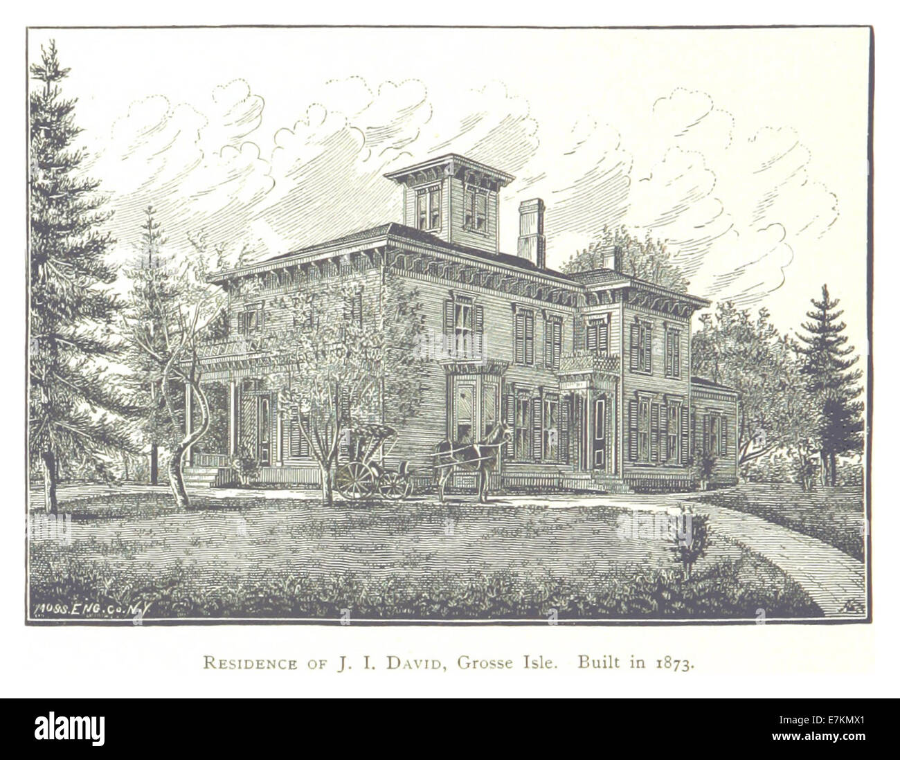 FARMER(1884) Detroit, p508 RESIDENCE OF J.I. DAVID, GROSSE ISLE. BUILT IN 1873 Stock Photo