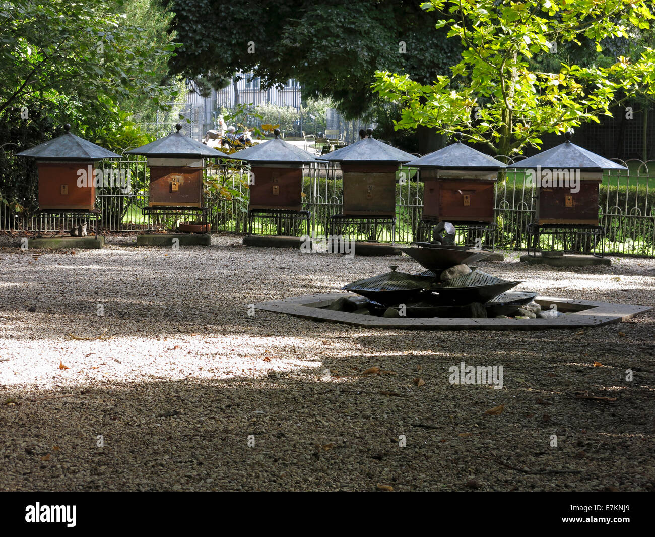 Beehives in the Jardin du Luxembourg, Paris. Stock Photo