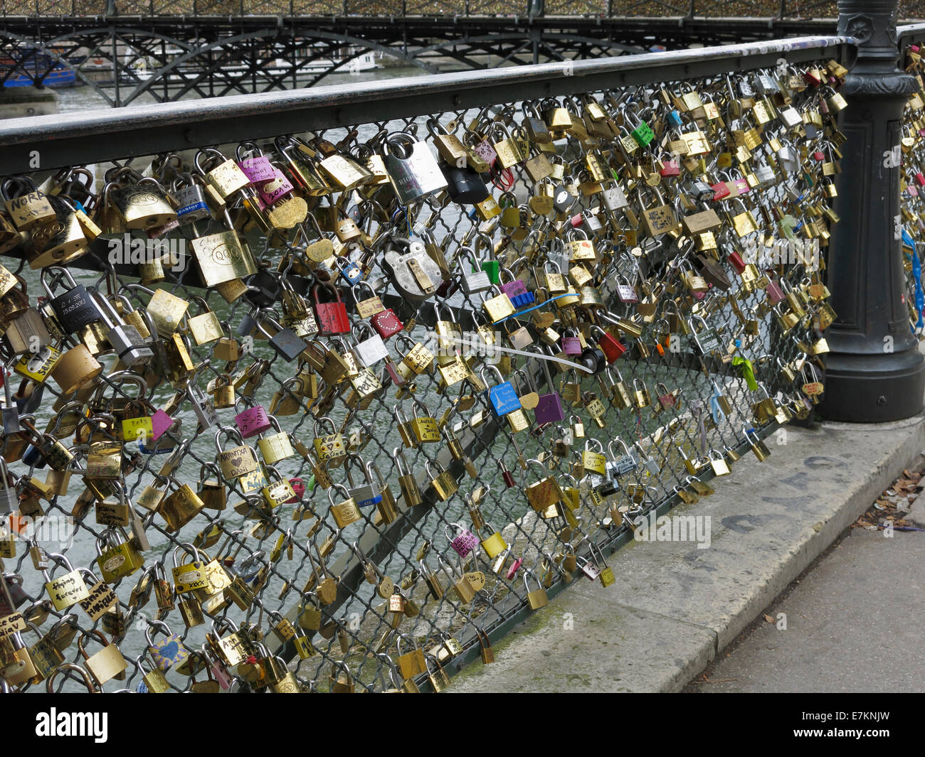 Love Locks or Love Padlocks in Paris, France Stock Photo