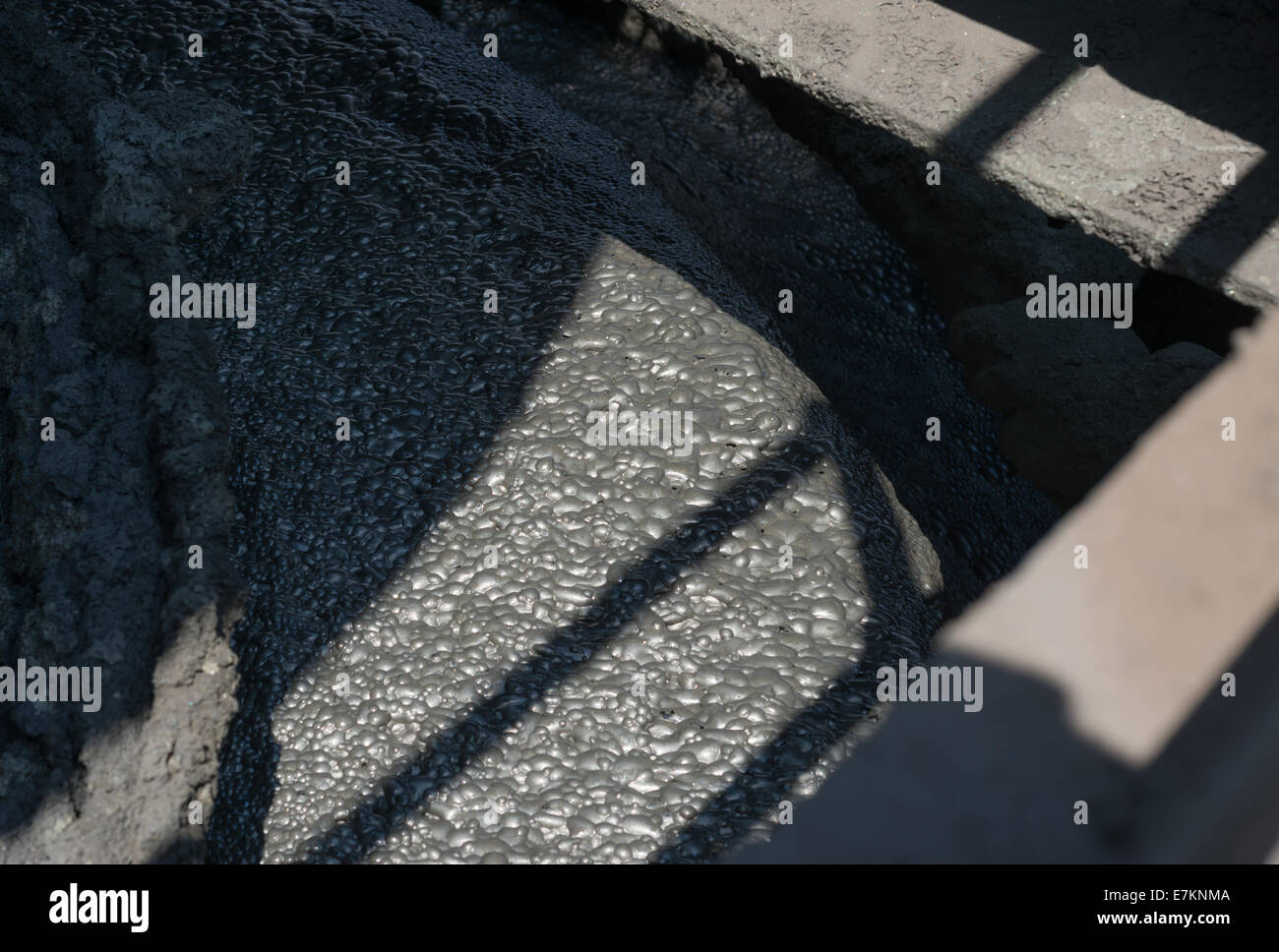 Froth floatation as a method of copper sulphide recovery during beneficiation. Stock Photo