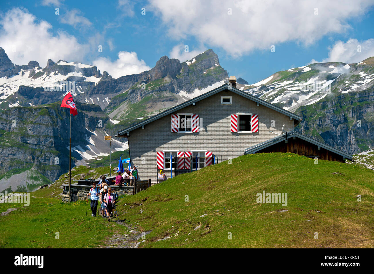 SAC mountain refuge Glattalp Huette, Glattalphuette,Glarus Alps, canton of  Schwyz, Switzerland Stock Photo - Alamy