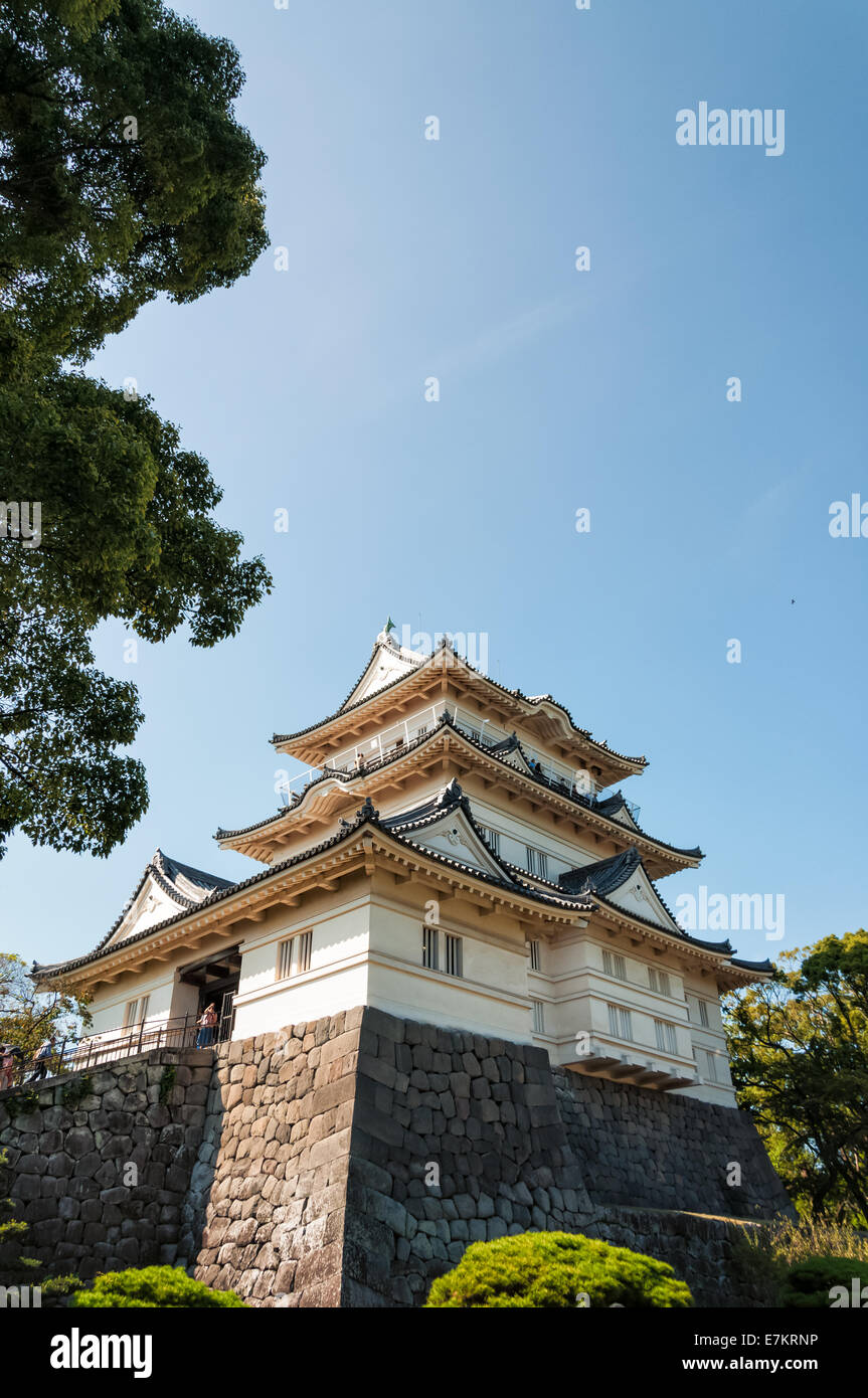 Odawara Castle is a Hirayama-style Japanese castle in Odawara, Japan. Stock Photo