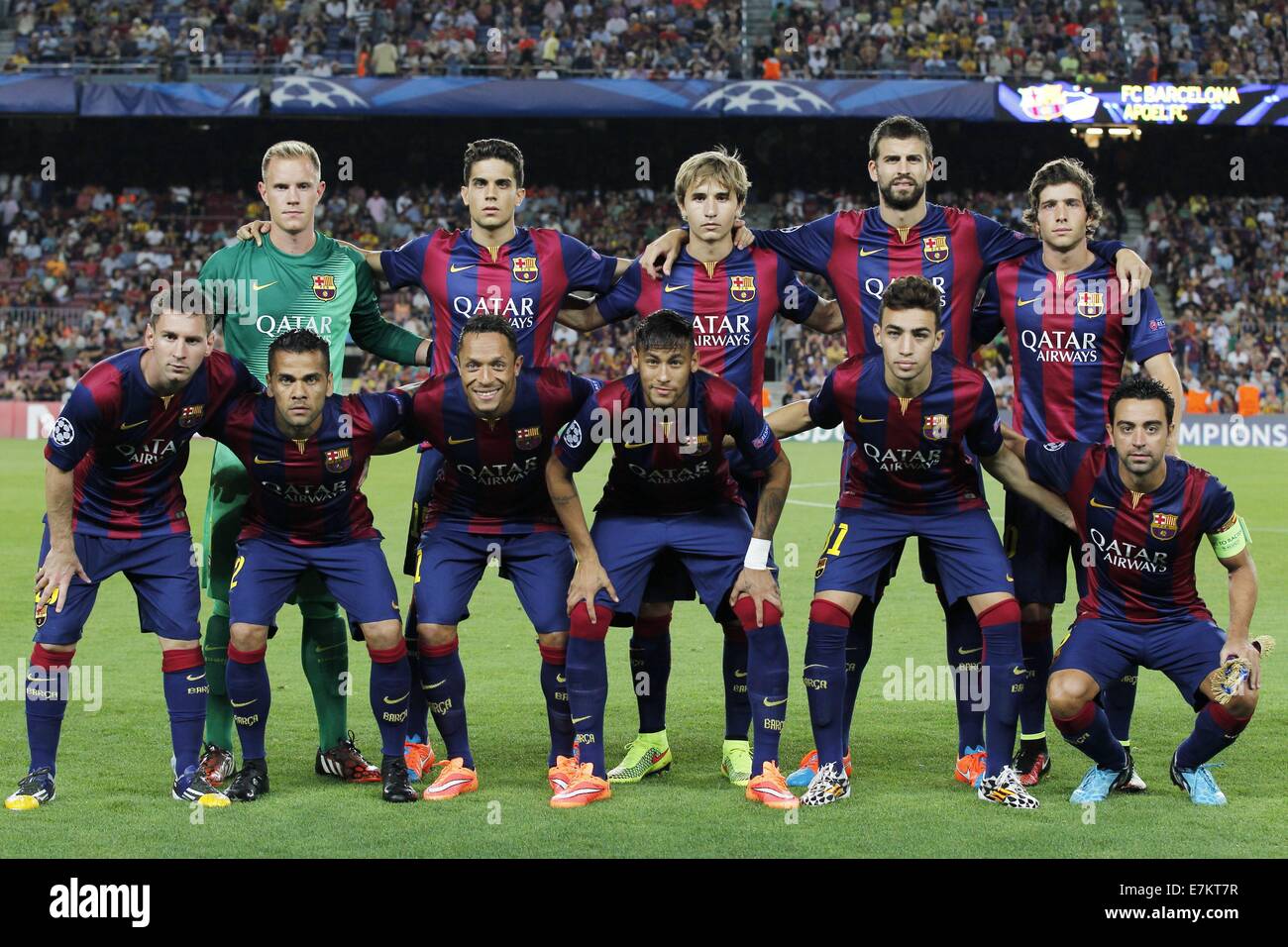 Barcelona team group line-up, SEPTEMBER 17, 2014 - Football / Soccer : UEFA  Champions League Group F match between FC Barcelona 1-0 Apoel FC at the  Camp Nou Stadium in Barcelona, Spain. (