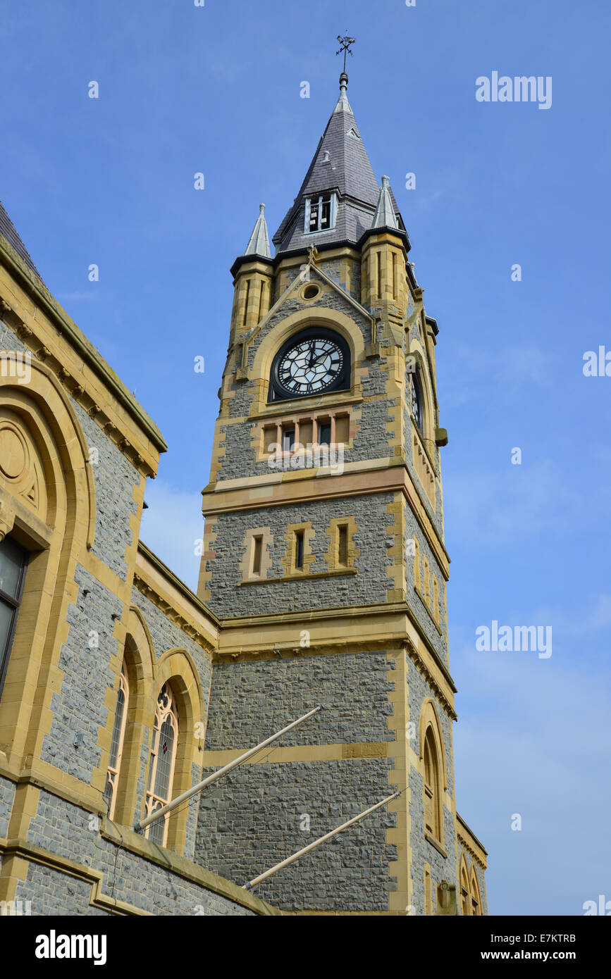 Clock Tower, Rhyl Town Hall, Wellington Road, Rhyl (Y Rhyl), Denbighshire (Sir Ddinbych), Wales, United Kingdom Stock Photo