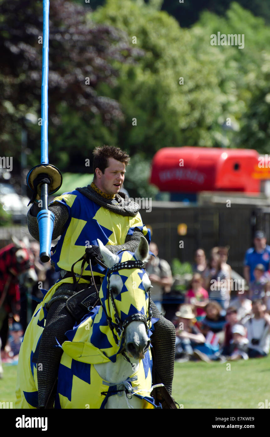 Knight taking part in a medieval jousting tournament at Linlithgow ...