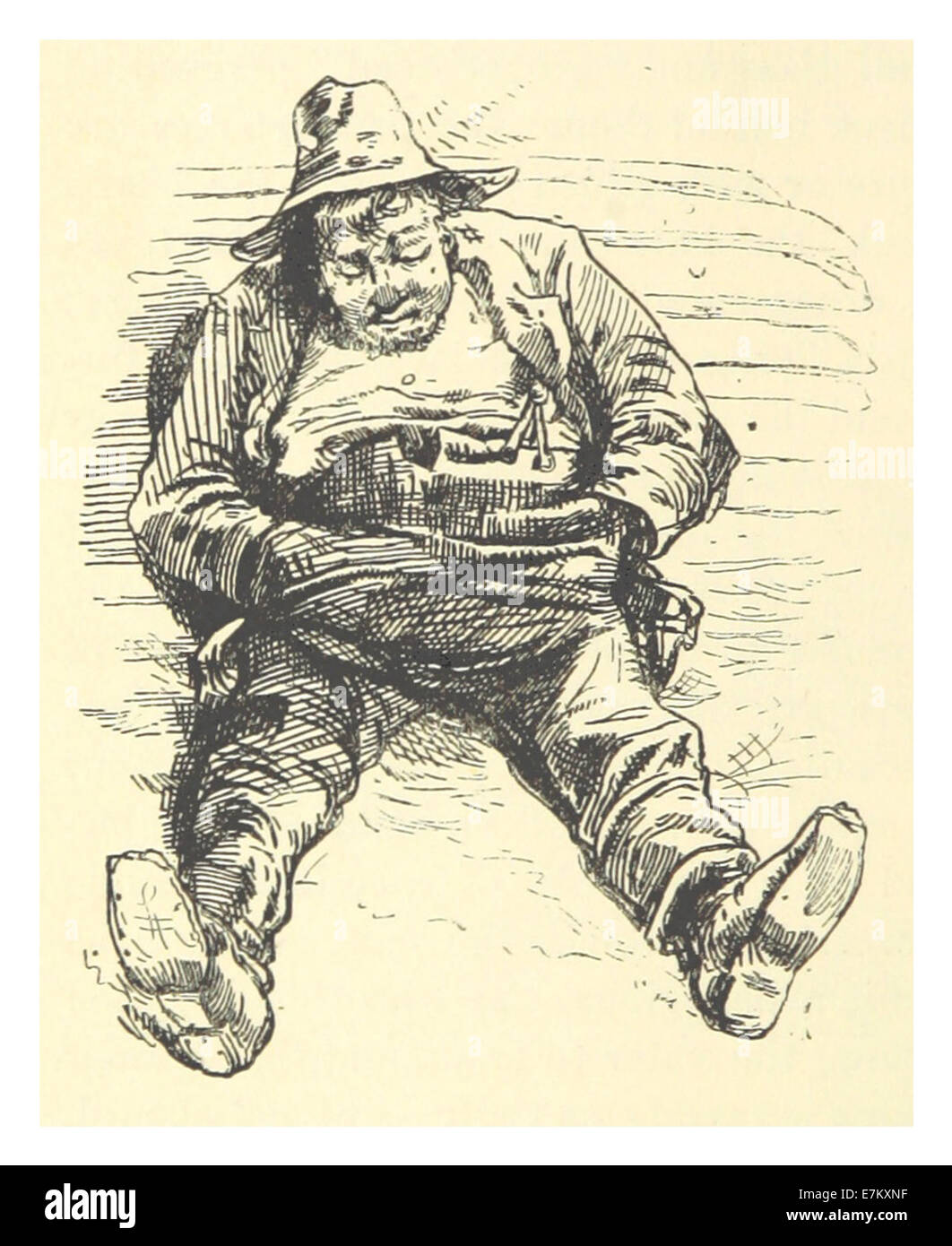 MARK TWAIN(1883) p072 - THE TOWN DRUNKARD ASLEEP ONCE MORE Stock Photo
