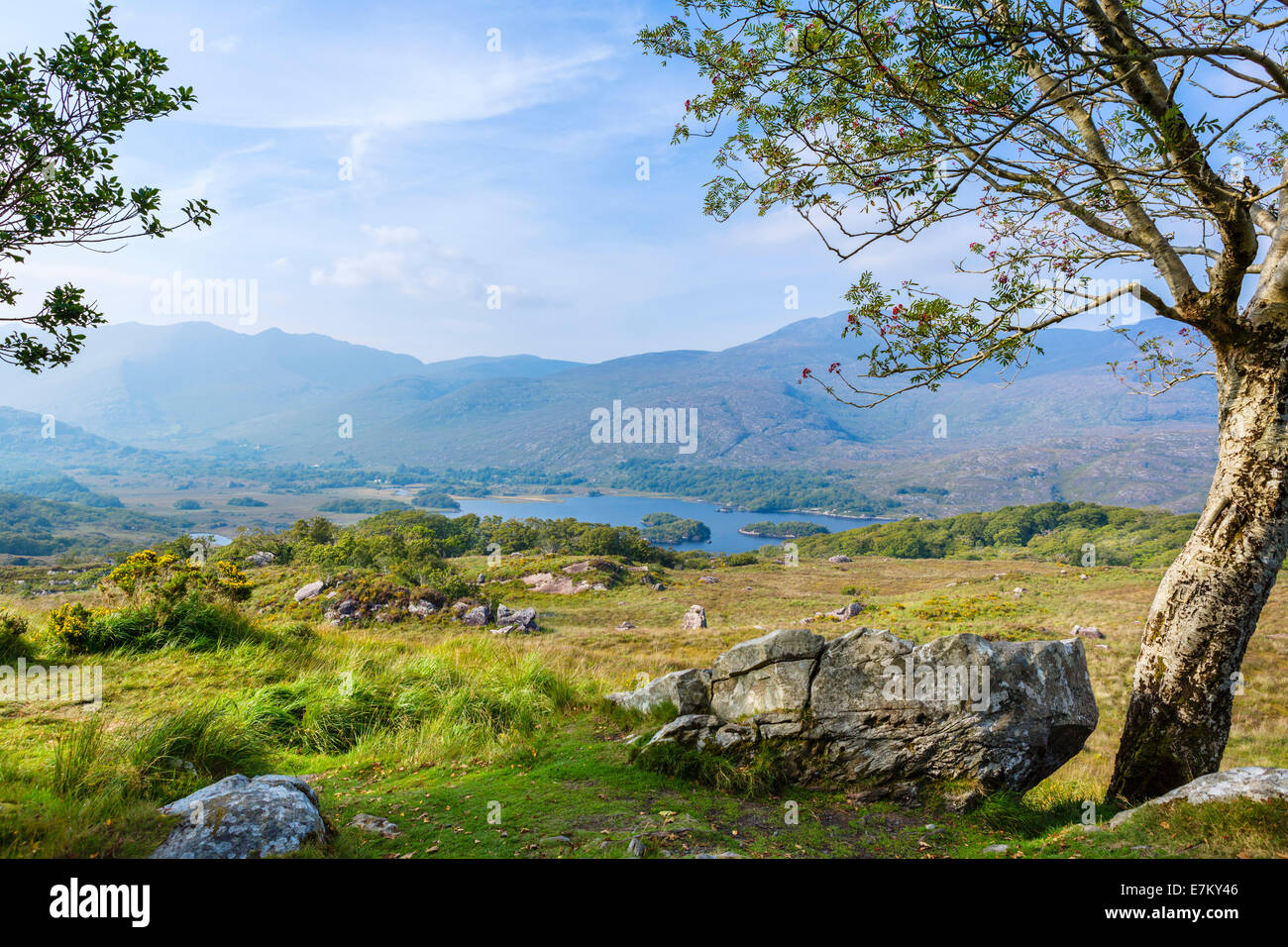Ireland landscape. The Lakes of Killarney seen from Ladies View on N71 Ring of Kerry, Killarney National Park, County Kerry, Republic of Ireland Stock Photo