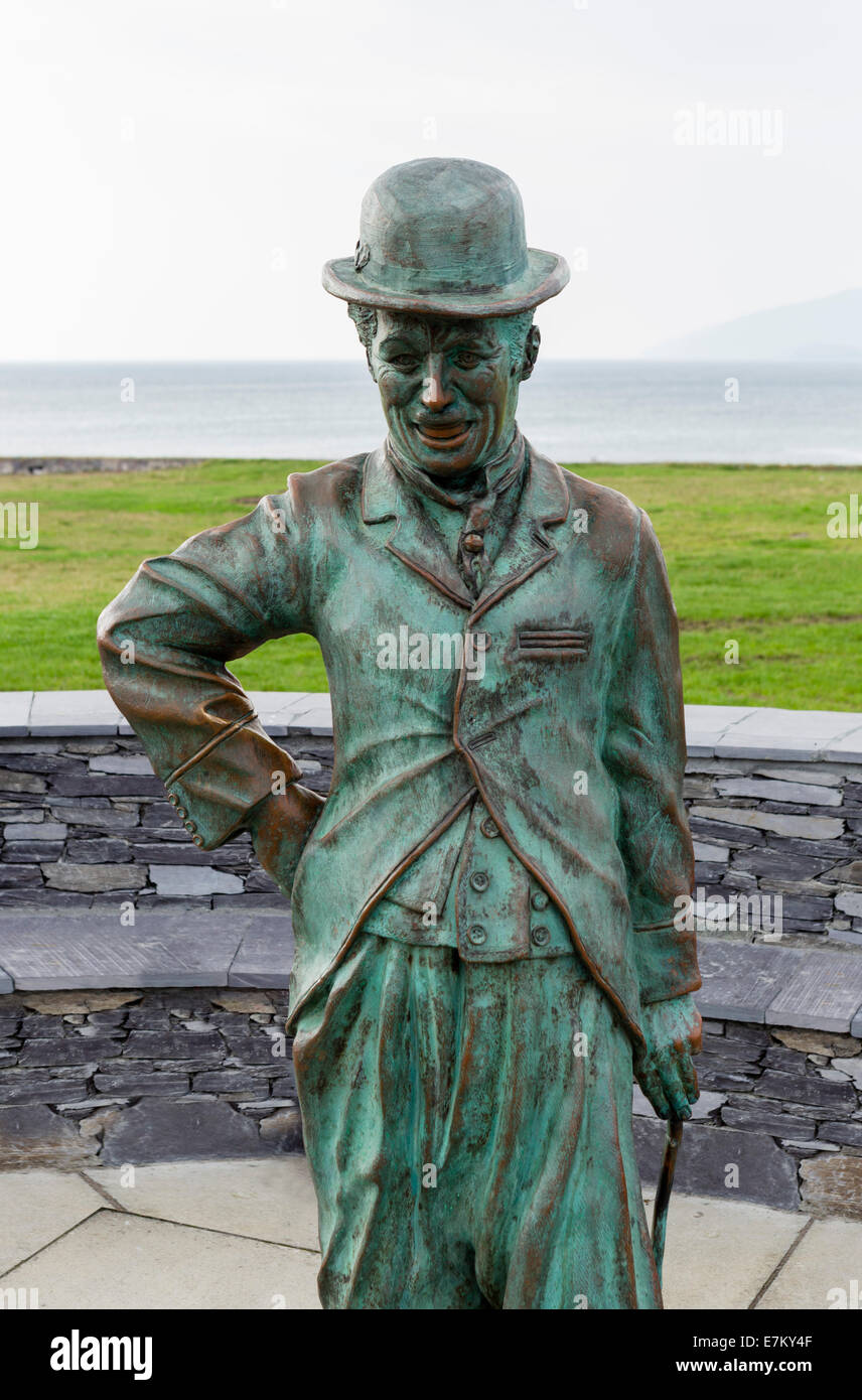 Statue of Charlie Chaplin on the seafront at Waterville, Iveragh